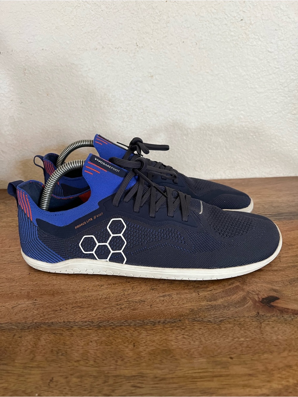 Vivobarefoot Primus Lite Knit Navy Blue White Orange Minimalist Barefoot Shoes